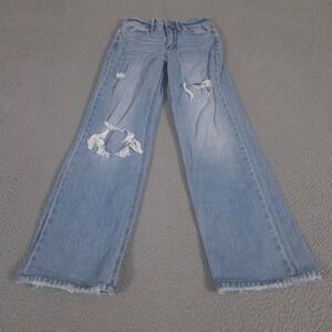 Vervet Jeans Womens 26 Light Blue Satisfying Distressed Straight Leg Denim Pants